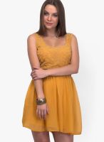 Belle Fille Yellow Colored Solid Skater Dress