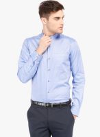 Black Coffee Blue Solid Slim Fit Formal Shirt