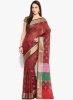 Bunkar Maroon Printed Silk Blend Saree