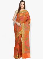 Bunkar Orange Printed Saree