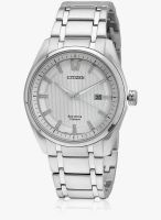 CITIZEN Eco-Drive Aw1241-54A Silver/White Analog Watch