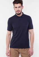 COTTON COUNTY Navy Blue Solid Polo T-Shirts