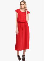 Cottinfab Red Solid Shift Dress