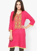 Dhwani Fuchsia Embroidered Kurtis