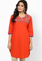 Entropy Orange Printed Kurtis