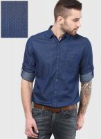 Fame Forever By Lifestyle Blue Slim Fit Casual Shirt