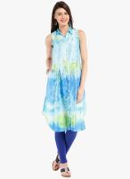 Folklore Aqua Blue Printed Kurta