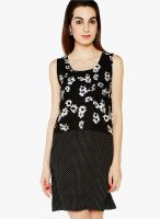 Globus Black Colored Printed Shift Dress