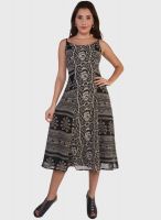 Globus Black Colored Printed Shift Dress