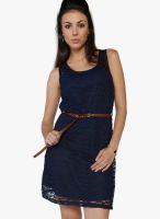Globus Blue Colored Embroidered Shift Dress
