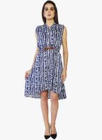 Globus Blue Colored Printed Shift Dress