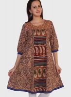 Globus Brown Printed Kurtis