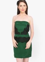 Globus Green Colored Solid Shift Dress