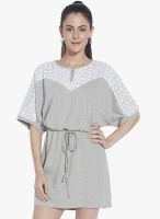 Globus Grey Colored Embroidered Shift Dress