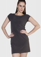 Globus Grey Colored Solid Shift Dress