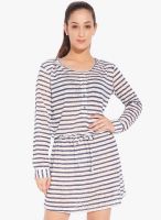 Globus Navy Blue Colored Striped Shift Dress