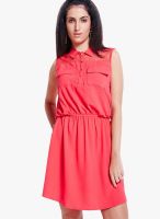 Globus Orange Colored Solid Shift Dress