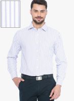 Globus White Striped Regular Fit Formal Shirt