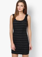 Guess Black Colored Striped Bodycon Dress
