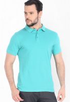 Highlander Aqua Blue Solid Polo TShirts