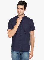 Highlander Navy Blue Slim Fit Casual Shirt