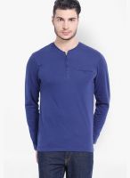 Highlander Navy Blue Solid Henley TShirt