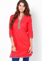 Kira Red Embroidered Kurtis