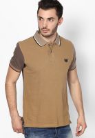 Lee Khaki Solid Polo T-Shirts