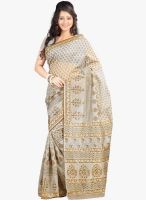 Lookslady Beige Printed Saree