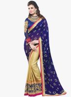Lookslady Navy Blue Embroidered Saree