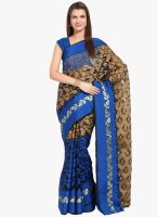 Lookslady Navy Blue Printed Saree