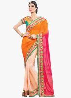 Lookslady Orange Embroidered Saree