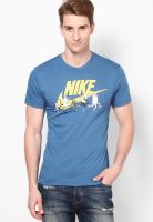 Nike Blue Printed Round Neck T-Shirts