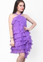 Pannkh Purple Colored Solid Peplum Dress
