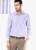 Peter England Blue Striped Slim Fit Formal Shirt