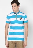 Phosphorus Blue Striped Polo T-Shirts