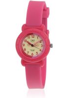 Q&Q Vp81J015Y Fuchsia/Yellow Analog Watch