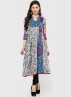 Rain & Rainbow Beige Printed Anarkali