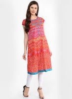 Rangmanch By Pantaloons Cotton Blend Pink Kurti