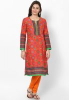 Rangriti Orange Printed Kurtas