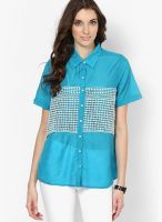 Rena Love Aqua Blue Embroidered Shirt