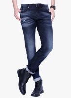 Rookies Blue Mid Rise Slim Fit Jeans