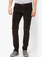 Rookies Solid Coffee Slim Fit Jeans