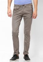 Rookies Solid Light Grey Slim Fit Jeans