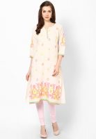 Shree Cream Embroidered Kurtis