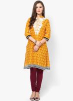 Shree Mustard Yellow Embroidered Kurta