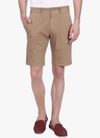 Slub Solid Khaki Shorts