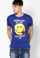 Smiley World Cobalt Round Neck T-Shirt