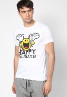 Smiley World White Round Neck T-Shirt