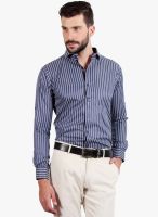 Solemio Light Blue Striped Slim Fit Formal Shirt